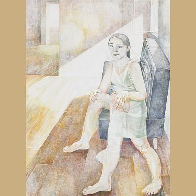 L'attesa <p>Crayons colorés sur papier, cm 150 x 110<br class='autobr' />
2019</p>