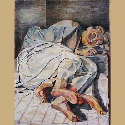 Sans titre <p>Crayons colorés sur papier, cm 116 x 89<br class='autobr' />
2018</p>