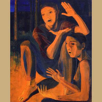 Intorno al fuoco <p>Acrylique sur toile, cm 92 x 73<br class='autobr' />
2017</p>